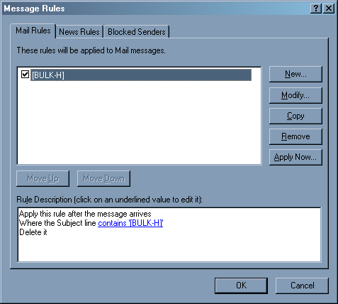 Outlook Express Filters